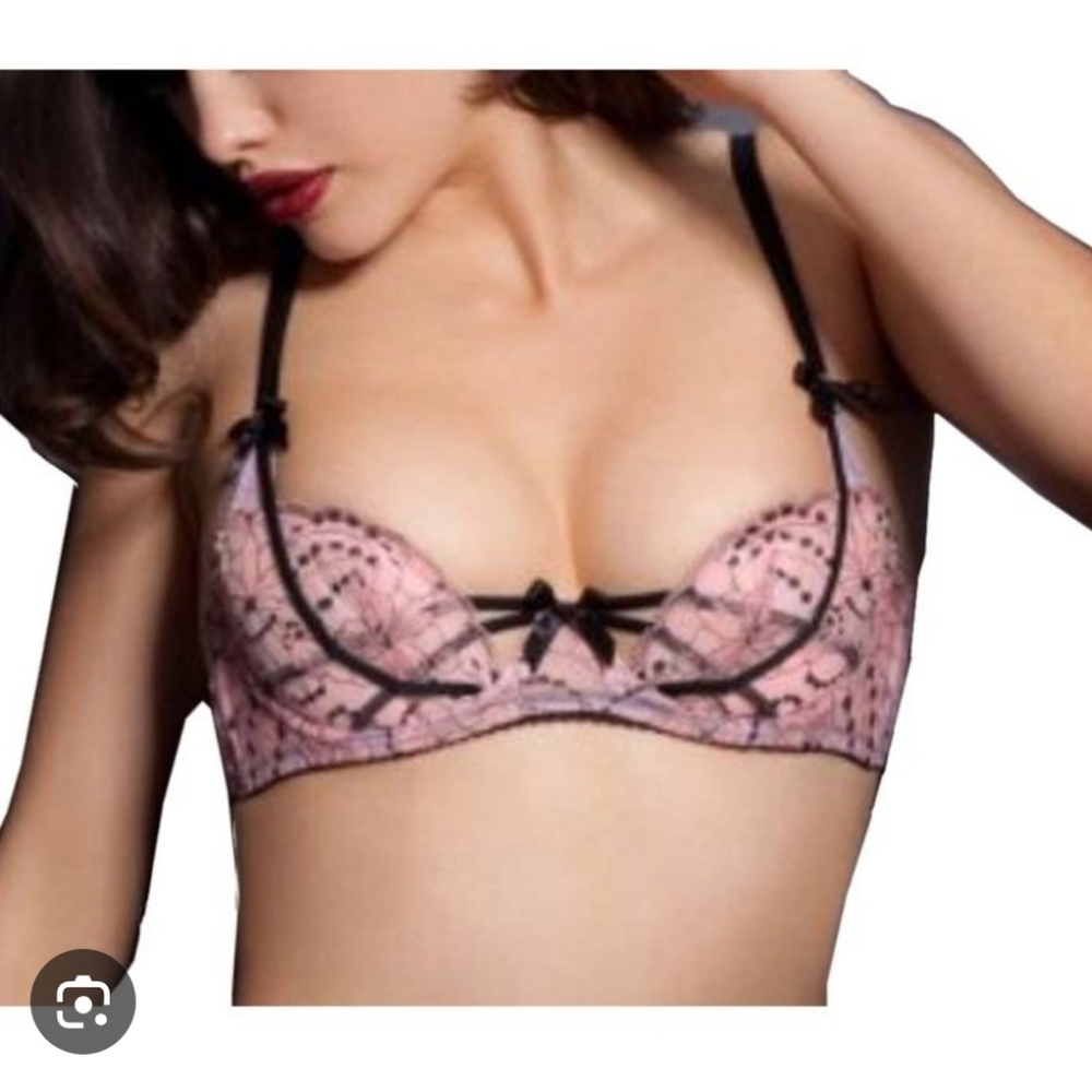 Agent Provocateur Pink Lace Underwire Caitlin Demi Bra, 32d NWOT
